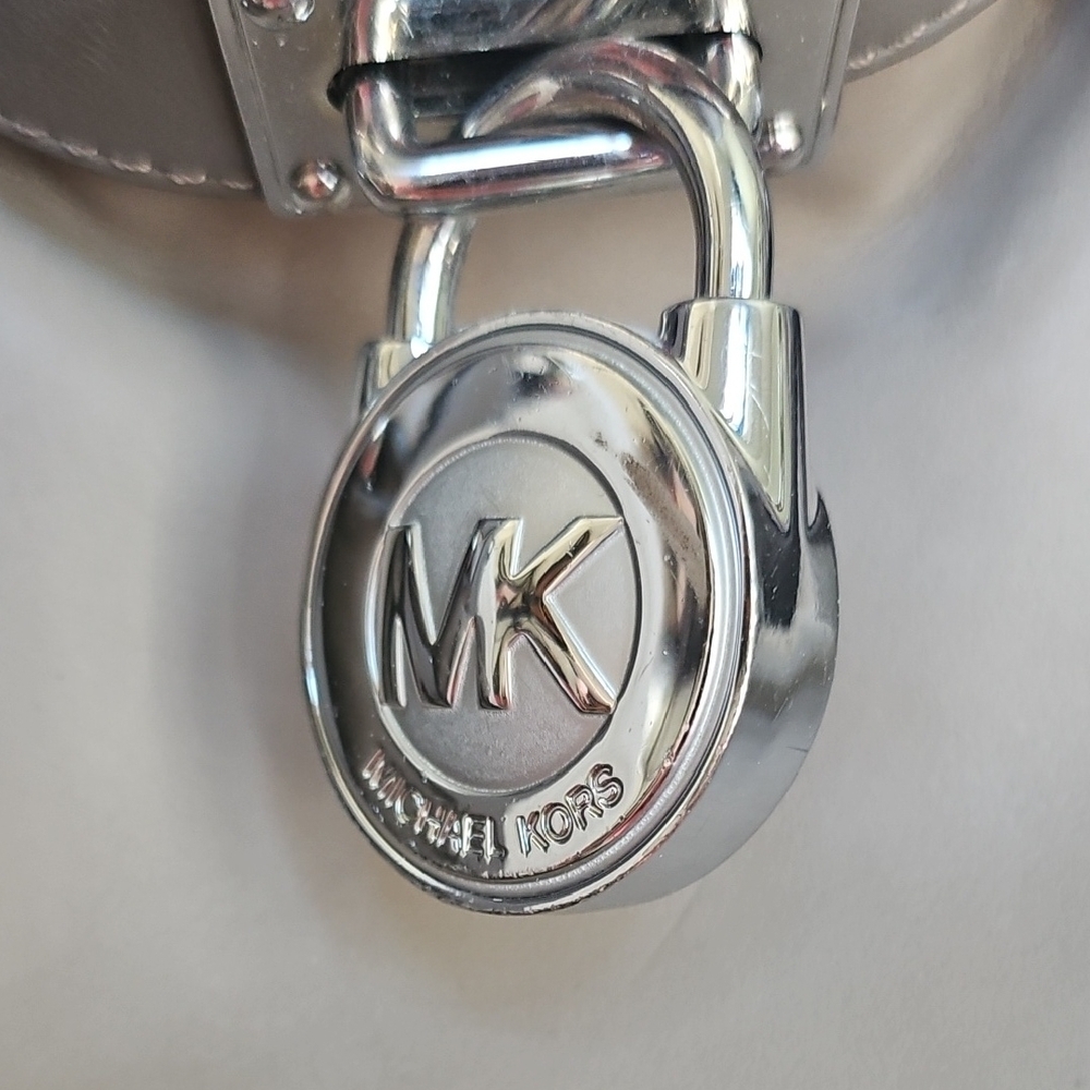 Michael Kors Charcoal / Taupe Leather Satchel - Picture 3 of 10
